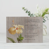 Rustic Hibiscus Wedding Invitations Kaart (Staand voorkant)