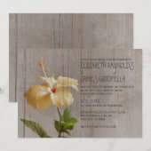 Rustic Hibiscus Wedding Invitations Kaart (Voorkant / Achterkant)
