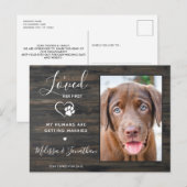 Rustic hield van haar eerste huisdier-hond op hun  aankondigingskaart (Voorkant / Achterkant)