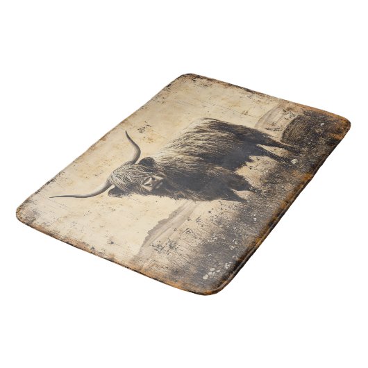 Rustic Highland Cattle Badmat (Gekanteld)