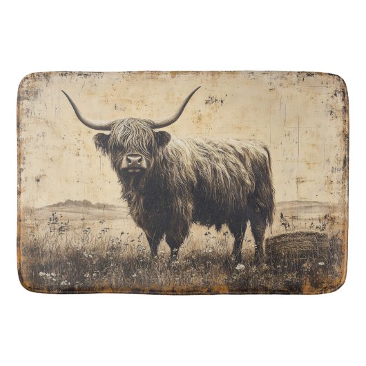 Rustic Highland Cattle Badmat (Voorkant)