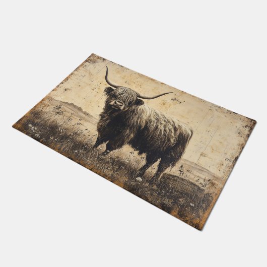 Rustic Highland Cattle Deurmat (Schuin)