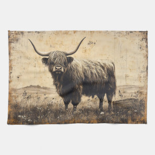 Rustic Highland Cattle Theedoek