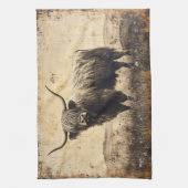 Rustic Highland Cattle Theedoek (Verticaal)