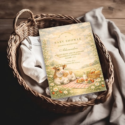 Rustic Highland Cow Baby Shower Kaart