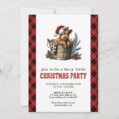 Rustic highland cow Christmas party invitation Kaart (Voorkant)