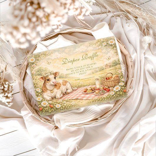 Rustic Highland Cow Diapper Raffle Informatiekaartje