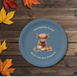 Rustic Highland Koe Friendsgiving Paper Bord