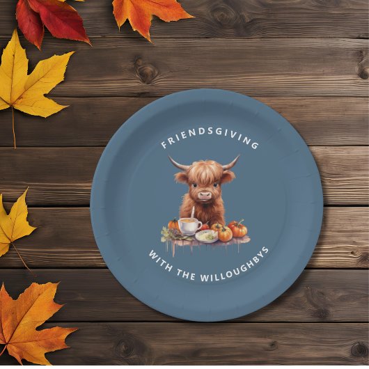 Rustic Highland Koe Friendsgiving Paper Bord