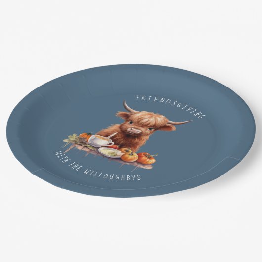 Rustic Highland Koe Friendsgiving Paper Bord (Gekanteld)
