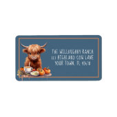 Rustic Highland Koe Friendsgiving Retourlabel Etiket (Voorkant)