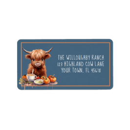 Rustic Highland Koe Friendsgiving Retourlabel Etiket