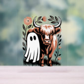 Rustic Highland Koe Ghost Halloween Acryl Bord (Neutraal)