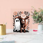 Rustic Highland Koe Ghost Halloween Acryl Bord (Huwelijk)
