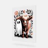 Rustic Highland Koe Ghost Halloween Acryl Bord (Hoek)