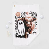Rustic Highland Koe Ghost Halloween Golfhanddoek (Insitu)