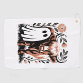 Rustic Highland Koe Ghost Halloween Golfhanddoek (Horizontaal)