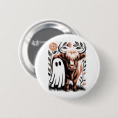 Rustic Highland Koe Ghost Halloween Ronde Button 5,7 Cm (Voorkant /achterkant)
