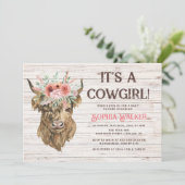 Rustic Highland Koe Girl Baby shower Kaart (Staand voorkant)