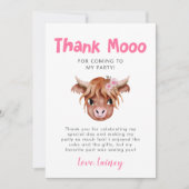 Rustic Highland Koe Girls Birthday Bedankkaart (Voorkant)