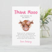 Rustic Highland Koe Girls Birthday Bedankkaart (Staand voorkant)