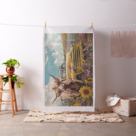 Rustic Highland Koe  Truck Zonnebloemen Stof
