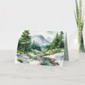 Rustic Highlands Mountain Scene Merry Christmas Feestdagen Kaart (Voorkant)
