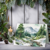 Rustic Highlands Mountain Scene Merry Christmas Feestdagen Kaart