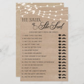 Rustic Hij zei dat ze vrijgezellenfeest spel zei (Voorkant / Achterkant)