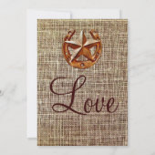 Rustic Hoefijzer Star Burlap Wedding Invitations Kaart (Achterkant)