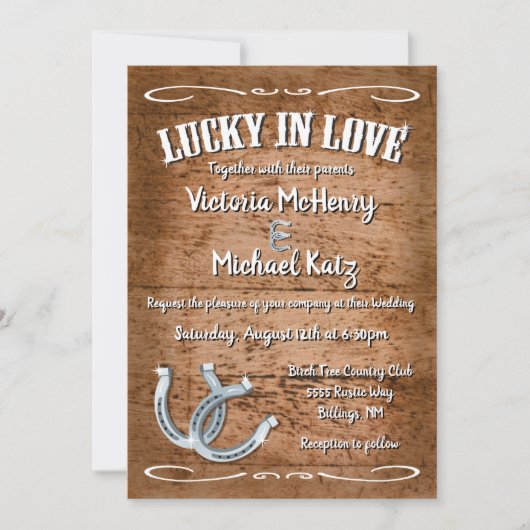 Rustic Hoefijzer Westerne huwelijksuitnodigingen Kaart (Voorkant)