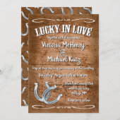 Rustic Hoefijzer Westerne huwelijksuitnodigingen Kaart (Voorkant / Achterkant)