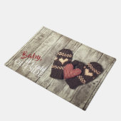 Rustic Holiday Baby Het is koud buiten de winter Deurmat (Schuin)