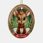 Rustic Holiday Character Xmas Reindeer Gift 🦌🎄 Keramisch Ornament (Rechts)