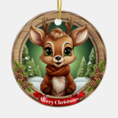 Rustic Holiday Character Xmas Reindeer Gift 🦌🎄 Keramisch Ornament (Voorkant)