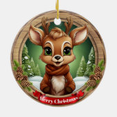 Rustic Holiday Character Xmas Reindeer Gift 🦌🎄 Keramisch Ornament (Achterkant)
