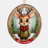 Rustic Holiday Character Xmas Reindeer Gift 🦌🎄 Keramisch Ornament (Links)