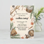 Rustic Holiday Cookie Swap | Cozy Baking Party Kaart (Staand voorkant)