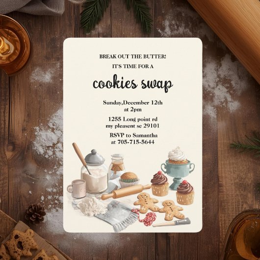 Rustic Holiday Cookie Swap | Cozy Christmas  Kaart