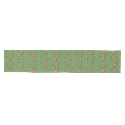 Rustic Holiday Deer Pattern Medium Tafelloper (Horizontaal)