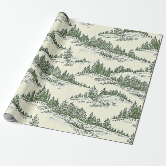 Rustic Holiday Eco-Friendly Tree Wrapping Paper Cadeaupapier (Uitgerold)