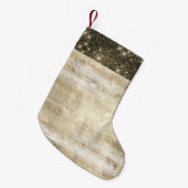 Rustic Holiday | Elegant Gold Wood Graan op wit Kleine Kerstsok (Voorkant (Hangend))