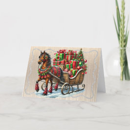 Rustic Holiday Horse Christmas Feestdagen Kaart