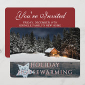 Rustic Holiday Housewarming Party Snow Cabin Kaart (Voorkant / Achterkant)