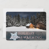 Rustic Holiday Housewarming Party Snow Cabin Kaart (Voorkant)