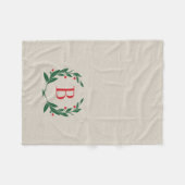 Rustic Holiday Laurel Wreath Monogram Fleece Deken (Voorkant (Horizontaal))