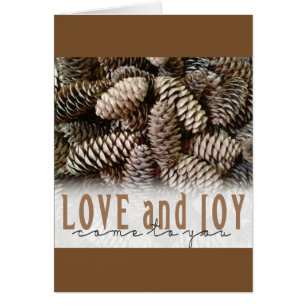 Rustic Holiday Love and Joy Pine Cone