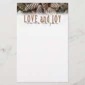 Rustic Holiday Love and Joy Pine Cone Briefpapier (Voorkant)