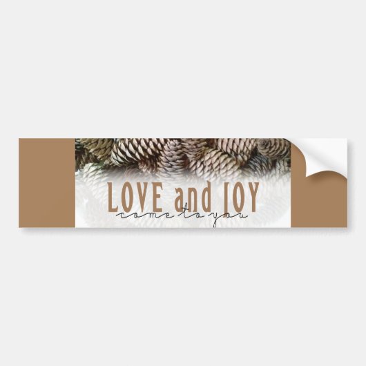 Rustic Holiday Love and Joy Pine Cone Bumpersticker (Voorkant)
