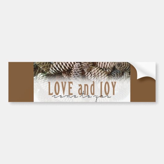 Rustic Holiday Love and Joy Pine Cone Bumpersticker (Voorkant)